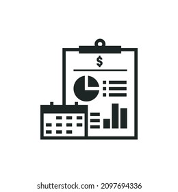 Vector de icono presupuestario anual aislado en fondo blanco