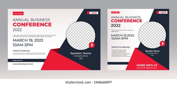 Annual Business Conference live webinar banner invitation and social media post template. Business webinar invitation design. Vector EPS 10