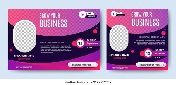 Annual Business Conference live webinar banner invitation and social media post template. Business webinar invitation design. Vector EPS 10