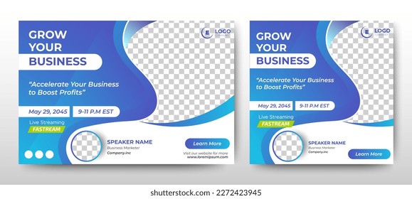 Annual Business Conference live webinar banner invitation and social media post template. Business webinar invitation design. Vector EPS 10