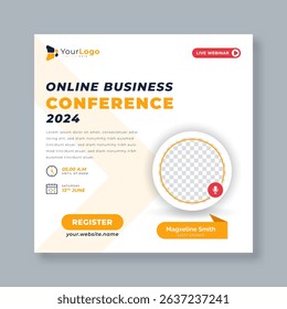Annual Business Conference Live Webinar – Editable Social Media Post and Banner Invitation Template for Corporate Seminar and Online Meeting Promotion