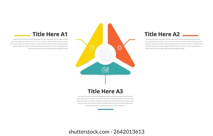 Annual Business Growth Roadmap with 3 option. Infographic with triangle puzzle creative colorful color.