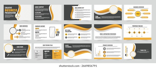 annual business report showcase presentation slider project overview slider Page layout design YELLOW orange color presentation