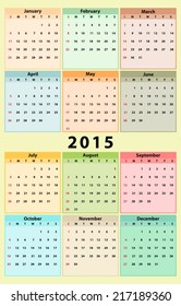Annual Calendar for 2015