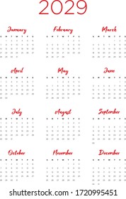 Calendario anual en formato A4