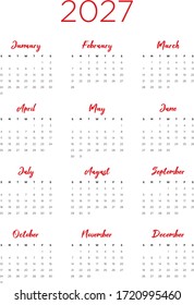 Annual calendar in A4 format