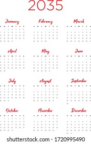Annual calendar in A4 format