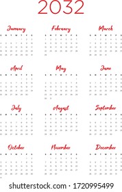Annual Calendar A4 Format Stock Vector (Royalty Free) 1720995448