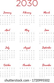 Annual calendar in A4 format