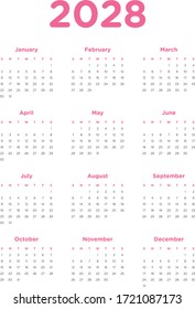 Annual calendar in A4 format