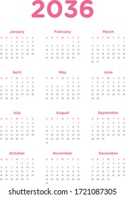 Annual calendar in A4 format