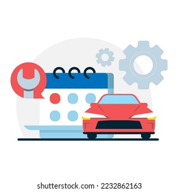 annual car service maintenance concept illustration flat design vector eps10. modern graphic element for landing page, empty state ui, infographic, icon