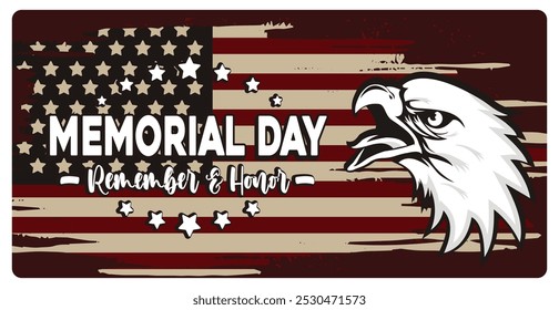 Annual celebration to honor fallen soldiers. Celebrated at the end of May in America. Memorial Day concept. Flat vector illustration.