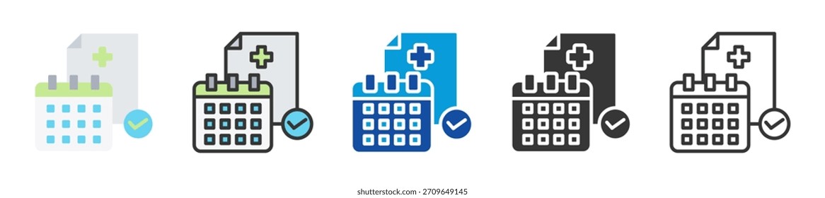 annual checkup icon set multi style various collection