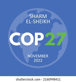 Annual climate change conference COP 27 Sharm El-Sheikh in November 2022. International climate summit banner. Global Warming. Vector illustration