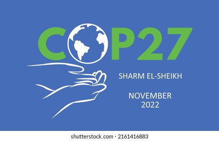 Annual climate change conference COP 27 Sharm El-Sheikh in November 2022. International climate summit banner. Global Warming. Vector illustration