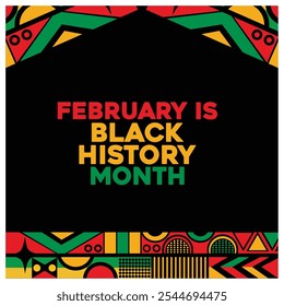 Annual commemoration in the United States. Honoring the contributions of African Americans to the United States. Black History Month concept. Flat vector illustration.