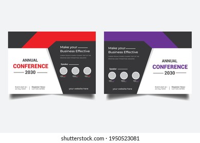 Annual conference horizontal red black flyer corporate template. Business conference horizontal flyer template	