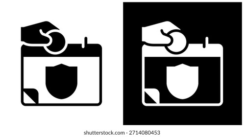Icono de contribución anual en fondo blanco y negro