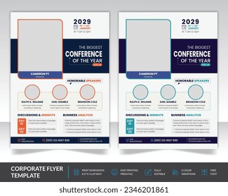 Annual corporate business conference workshop. Conference flyer and invitation flyer template design. With nice Geometric shape