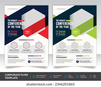 Annual corporate business conference workshop. Conference flyer and invitation flyer template design. With nice Geometric shape