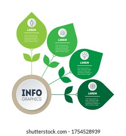 Annual cycle of agricultural work. A chart or infographic divided by 4 months. Eco Business presentation concept with four options.