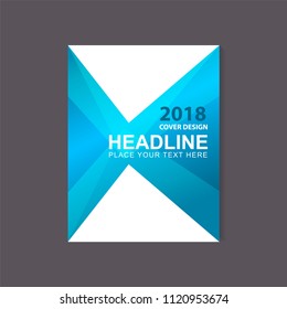 Annual Deep Sky Blue report cover design. Vector illustration template in A4 size.