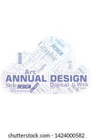 Annual Design word cloud. Wordcloud made with text only.