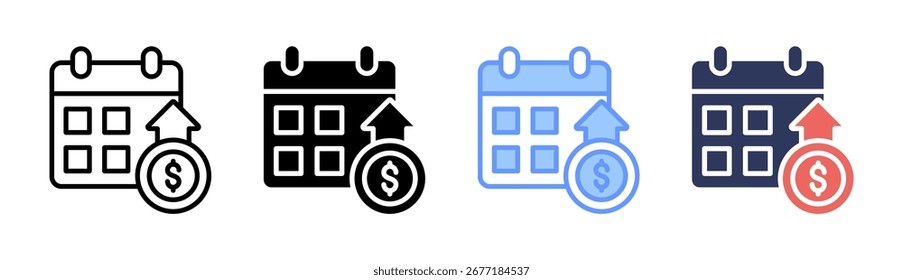 Annual Earning Icon Set Multiple Style Collection