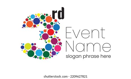 annual event or summit title starting with a number of order made with random colorful circles - 3rd