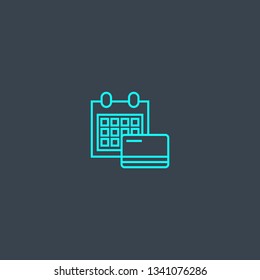 Annual Fee concept blue line icon. Simple thin element on dark background. Annual Fee concept outline symbol design. Can be used for web and mobile UI/UX