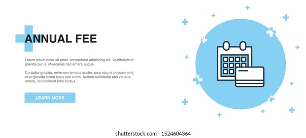 Annual Fee icon, banner outline template concept. Annual Fee line illustration