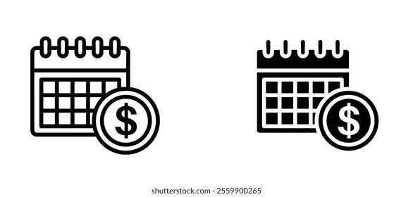 Annual fee Icon set in black color for ui designs