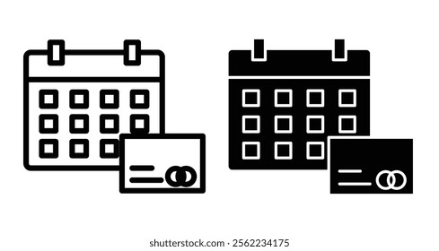 Annual fee Icons pack in outlined and flat versions
