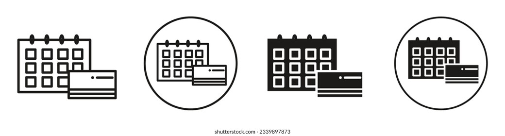 Annual fee symbol sign icon. set collection of calendar with plastic credit or debit card shows money charge towards annum bill payment of financial e commerce banking fees in dollar cost.