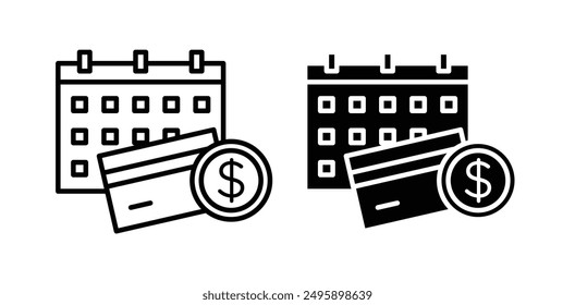 Annual fee vector icon set in black color.
