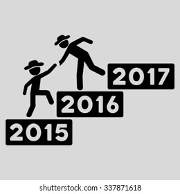 Annual Fellow Help vector icon. Style is flat symbol, black color, rounded angles, light gray background.