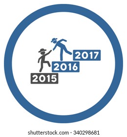 Annual Fellow Help vector icon. Style is bicolor flat circled symbol, cobalt and gray colors, rounded angles, white background.