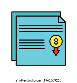Annual financial report Illustration. money business accounting presentation finance, flat graphic symbol Modern outline icons for mobile application and web concepts. white background.
