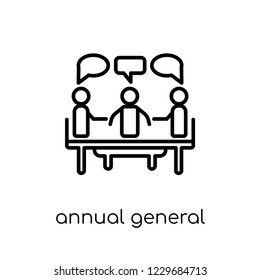 Annual General Meeting (agm) Icon. Trendy Modern Flat Linear Vector Annual General Meeting (agm) Icon On White Background From Thin Line Annual General Meeting (AGM) Collection, Outline Vector