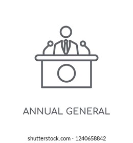 Annual General Meeting (AGM) Linear Icon. Modern Outline Annual General Meeting (AGM) Logo Concept On White Background From Business Collection.