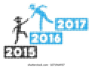 Annual Gentleman Help halftone vector pictogram. Illustration style is dotted iconic Annual Gentleman Help icon symbol on a white background. Halftone matrix is round pixel.