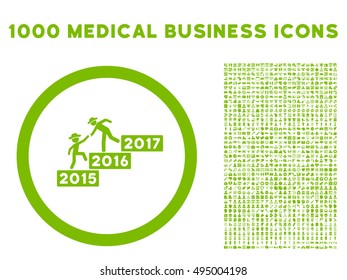 Annual Gentleman Help icon with 1000 medical commerce eco green vector pictograms. Clipart style is flat symbols, white background.