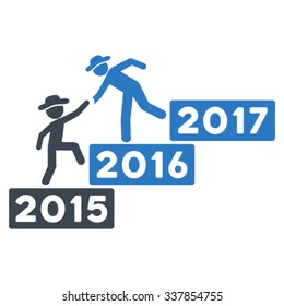 Annual Gentleman Help vector icon. Style is bicolor flat symbol, smooth blue colors, rounded angles, white background.
