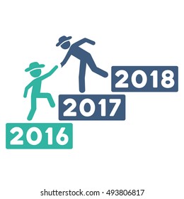 Annual Gentleman Help vector icon. Style is flat graphic symbol, cobalt and cyan colors, white background.