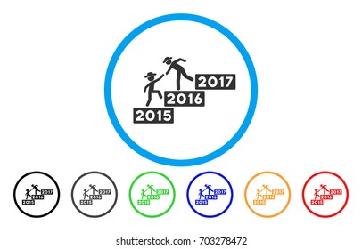 Annual Gentleman Help vector rounded icon. Image style is a flat gray icon symbol inside a blue circle. Additional color versions are grey, black, blue, green, red, orange.