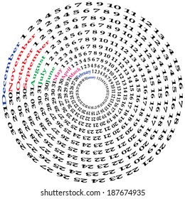 Annual Gregorian Calendar, Vector Illustration.