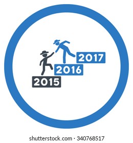 Annual Guy Help vector icon. Style is bicolor flat circled symbol, smooth blue colors, rounded angles, white background.