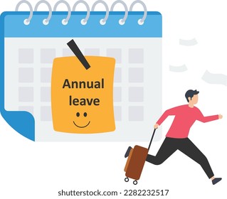 Annual leave, take a day off, vacation to rest, relax from hard work, time or schedule, reminder of annual leave illustration concept
