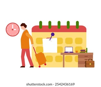 Férias anuais. Ilustração simples de cor plana do vetor. 
